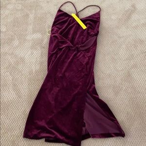 NWT merlot velvet midi dress with leg slit